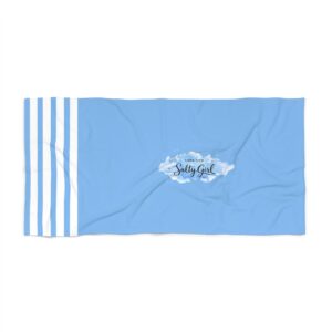 Salty Girl Blue Stripe Beach Towel — Coastal Summer Pool & Swim Towel