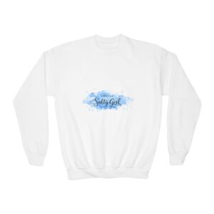 Youth Crewneck Sweatshirt - 'Salty Girl' Blue Watercolor Graphic