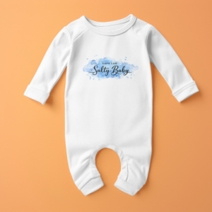 Long-Leg Bodysuit - "Salty Baby" Blue Watercolor Chest Print