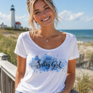 Capecod "Salty Girl" Scoop Neck Tee — Women's Beachy Watercolor T-Shirt