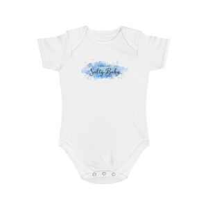 Baby Bodysuit "Salty Baby" Blue Watercolor - Cute Coastal Infant Onesie